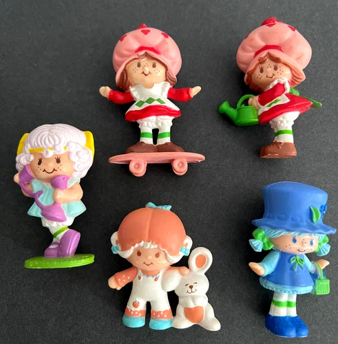 Vintage 1980's Strawberry Shortcake Miniature Dolls Mini Figures Lot OF 5 K1