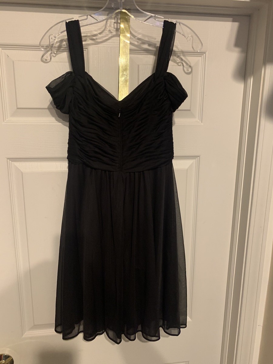 david's bridal black cocktail dresses David's Bridal Black Strapless Ruched Waist Fit Flare Dress 2 Pockets Prom  VG