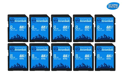 EVERYTHING BUT STROMBOLI 8GB SD cards 10 pack for Digital Cameras / Trail Camera / Dash Cam