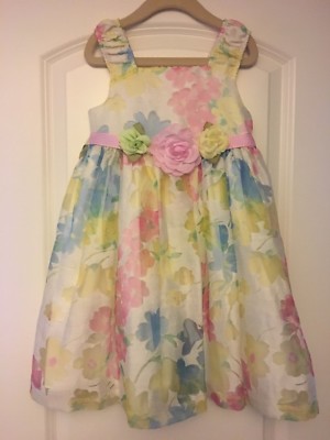 Iris & Ivy Girls Pastel Flower Spring & Summer Dress Size 4 Excellent Condition