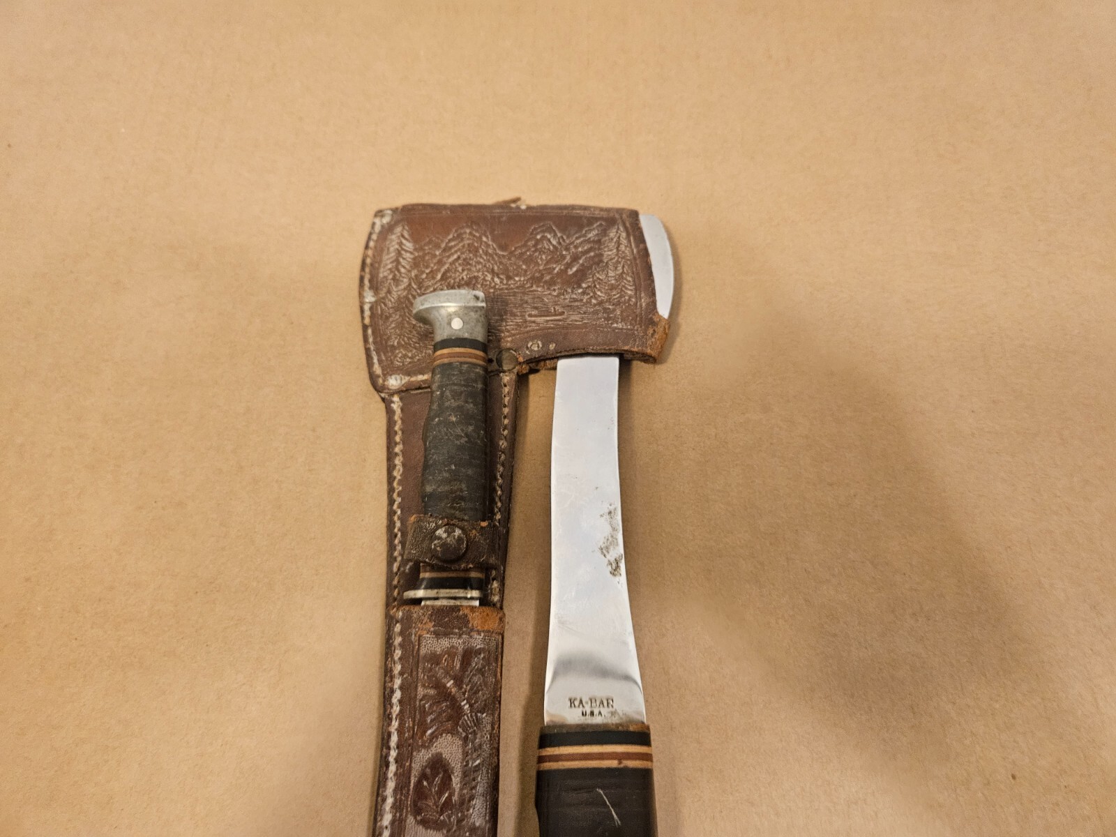 KABAR Knife Axe Set Original Sheath Hatchet KABAR KA BAR Rare eBay