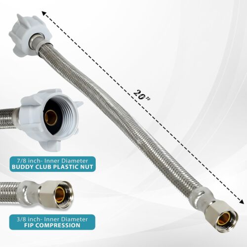 Toilet Connector - Braided Stainless Steel Toilet Hose with 3/8 Female Compre... - Picture 2 of 5