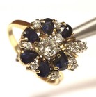 14k yellow gold .77ct diamond sapphire gemstone cluster ring 7.1g estate vintage — photo 5