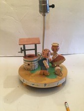 Vintage 1960s Wooden Figural Jack  Jill Nursery Lamp