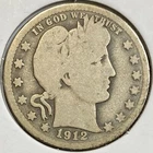 1912-S Barber Quarter - GOOD - Tough Date - Very Nice - Free Shipping