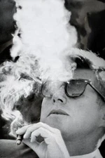 JFK Poster Cigar Smoking Picture John F Kennedy Art Print Poster 16x24