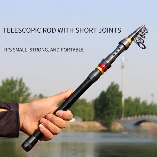 Fishing Rod Carbon Fiber Freshwater Spinning Pole Saltwater Travel Telescopic - Picture 8 of 9