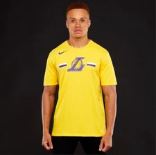 Men's Nike Los Angeles Lakers Fan T Shirt S Yellow Purple Casual Gym Basketball
