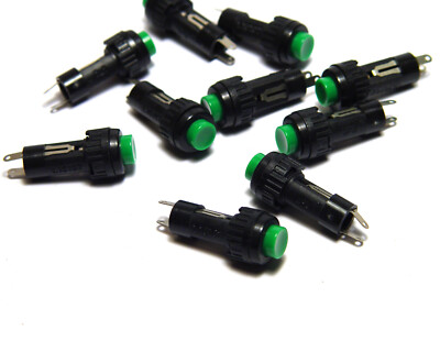10x Rafi Mini-Taster 1.10107.011 / 0507, 9.1 mm Einbau, 1x EIN (NO), grün, NOS