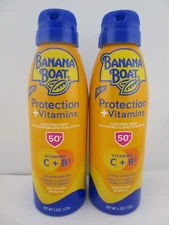 Banana Boat Protection + Vitamins SPF 50 Sunscreen Spray, 4.5oz Ea - 2 PACK