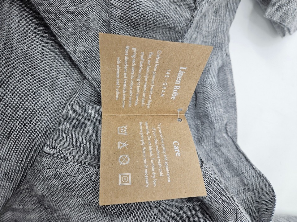 New Brooklinen Linen Robe One Size Charcoal Short Pockets eBay