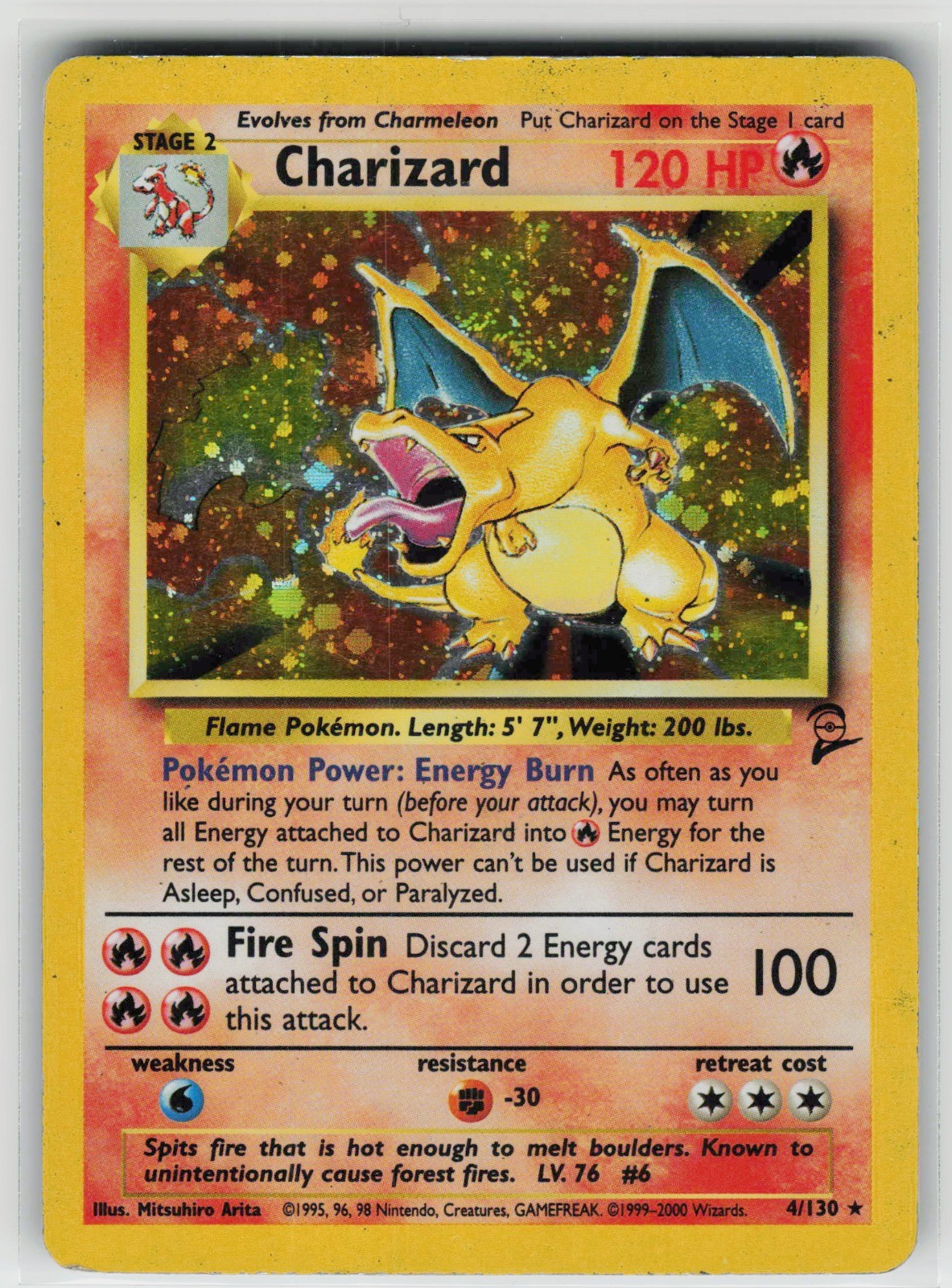 Charizard Holo Holo Rare Base Set 2 004/130 MP Pokemon