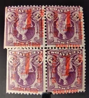 RARE US SPANISH WEST INDIES STAMPS 1c/3c INVERT ERROR, RRR BLOCK 4 Sc #232a MOG