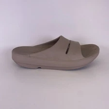 Oofos OOahh Unisex Slide Sandals Shoes Beige Recovery Comfort Cushioned M 6 W 8