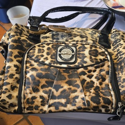 Kathy Van Zeeland Leopard Print Duffle Bag Brown Black Carry On | eBay