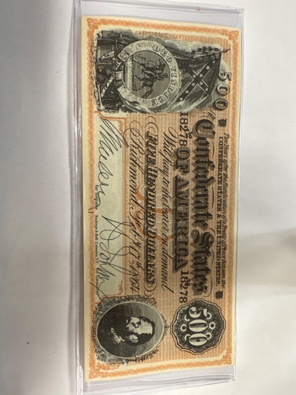 confederate 500 dollar bill reprint!