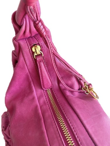 Dior Vintage Rare Hot Pink / Fuchsia Gypsy Ruffle Hobo Shoulder Bag - Picture 8 of 15
