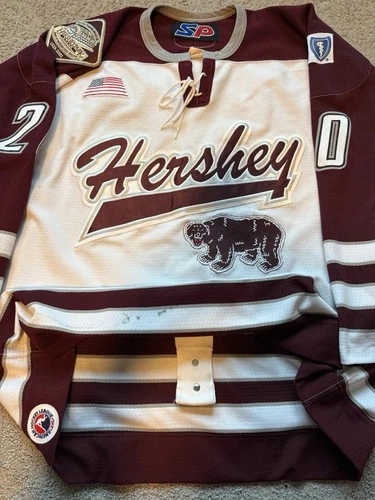 Game Worn Aaron Miskovich Hershey Bears 2002 SP AHL Used Hockey Jersey 56 White