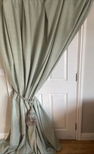 Pair M&S Marks Spencer Home Eyelet Curtains Sage Green Blackout D90” x W86”