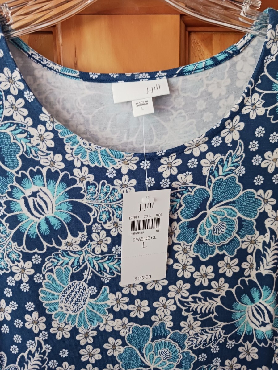 k J. Jill Sleeveless Blue Floral Maxi Dress L NWT | eBay