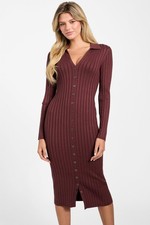 Guess Women's Size XL LS Vintage Rib Miranda Sweater Dress Pure Choco 