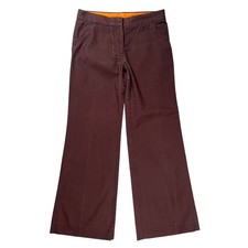 Tory Burch Wide Leg Pants Women 2 Brown Flare Cotton Blend Office Work Academia