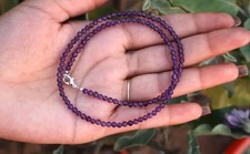 Dainty 2-3MM Amethyst Faceted Round Gemstone Beads Balance Women Necklace 24''