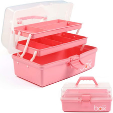 12in 3-Layer Plastic Craft Organizers and Storage, Portable Folding Tackle Box w
