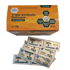 MED PRIDE Triple Antibiotic Ointment Box of 144 Packets 0.9g ea. Cream EXP 10/27