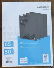 Cardstock 8.5" x 11" Black 50 Sheets 65 lb. Acid & Lignin-Free * 074319687085