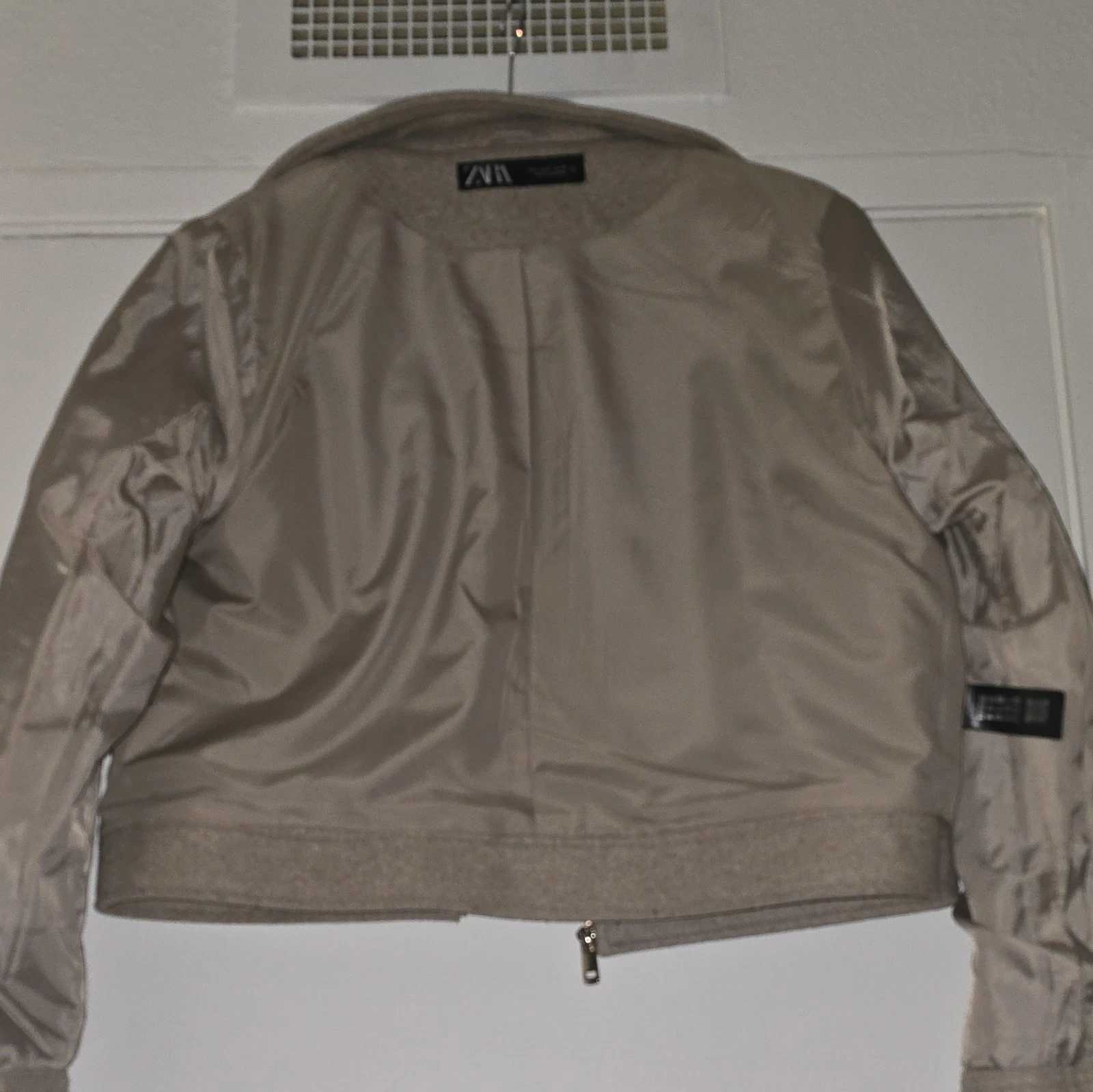 ZARA  Beige Wool Blend Full Zip Jacket Lined Pockets Size L image 10