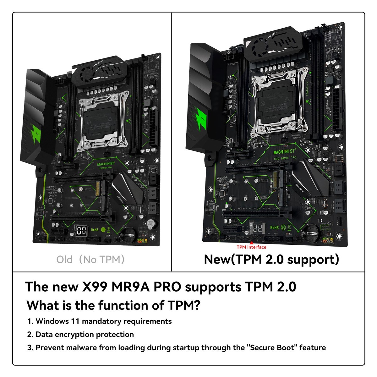 X99 MR9A PRO Motherboard DDR4 LGA 2011-3 Support TPM 2.0 WIFI M.2