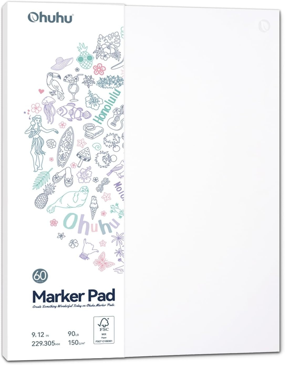 Ohuhu Double-Sided Marker Pad Art Sketchbook Bleedproof - 9"X12" Large Paper Siz
