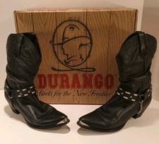 Vtg. Ladies DURANGO Black Goldie Crush Western Boots With Box - Size 7.5