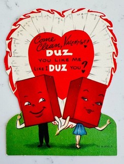 Vintage Valentine Card Anthropomorphic DUZ Laundry soap Series Card 1V N 690