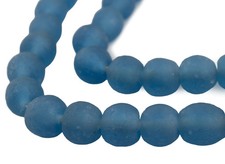 Light Blue Recycled Glass Beads 18mm Ghana African Sea Glass Round Large Hole