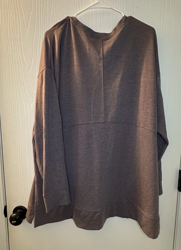 RBX Púrpura Vino Gris Manga Larga Sólida Camisa Mujer’s 3x Foto 4 de 4