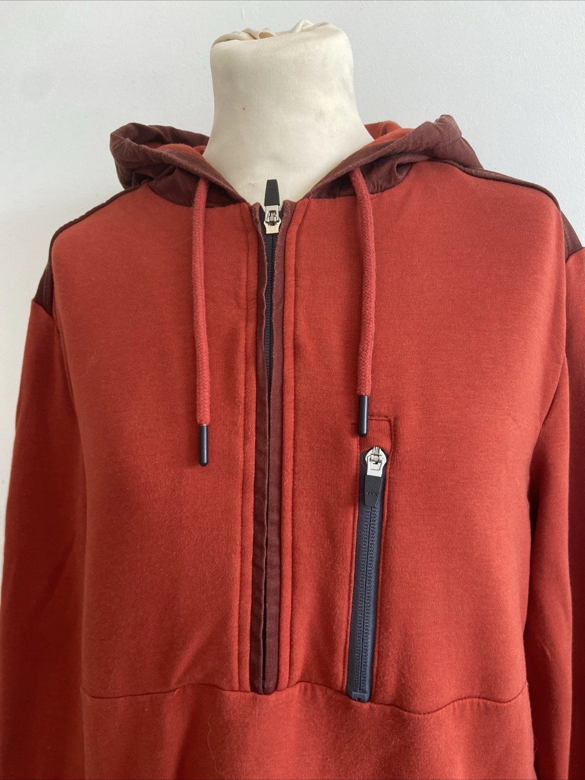 VETEMENTS BAM Abbigliamento Felpa con Cappuccio Uomo Grande Bambù 1 2 Zip Arancione Felpa con Cappuccio