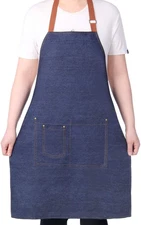 Aprons for Men, Denim Cooking Kitchen Aprons, Adjustable Bib Aprons with Multipl