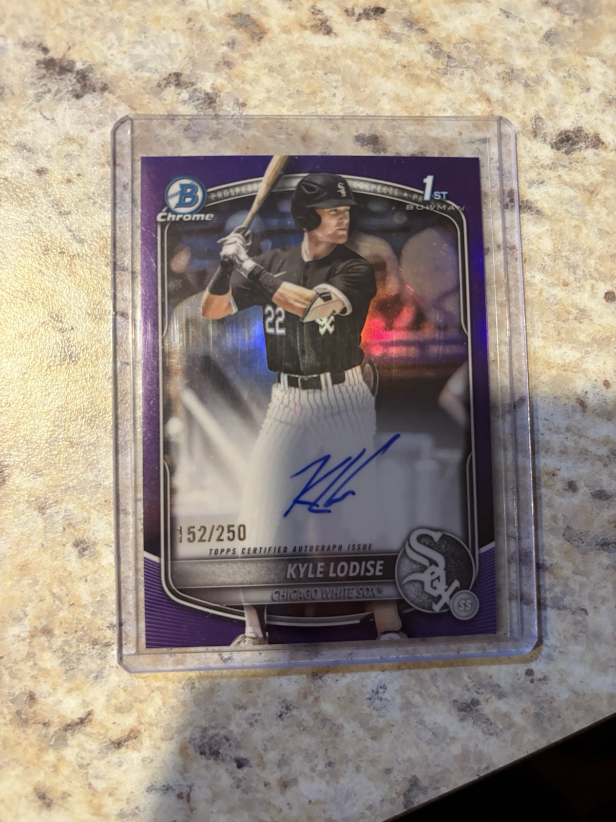 2025 Bowman Chrome Draft Purple Refractor Kyle Lodise 1st AUTO /250 - White Sox