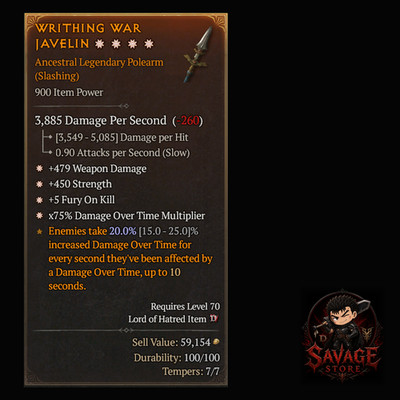 DIABLO 4 D4 ETERNAL REALM LEGENDARY GEAR 4GA