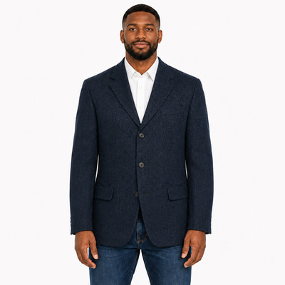 Jaguar Blazer Jacke UK38 EU48 Navy Blau Fischgrät Wollmischung Smart Casual