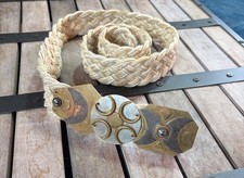 Marjorie Baer SF Artisan Braided Natural Braided Belt Moons Design Metals 41
