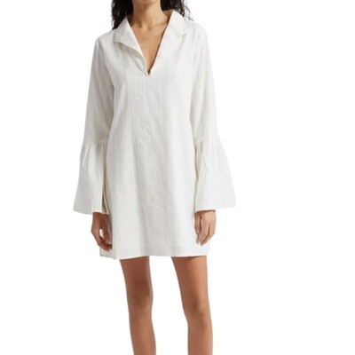 *NWOT Mille Chloe Long Sleeve Cotton Off-White Shirtdress   Sz S