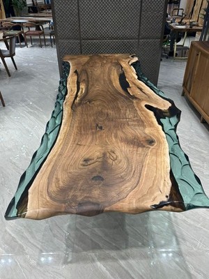 Solid Walnut Live Edge Epoxy River Dining Table Handcrafted Live Edge Walnut top