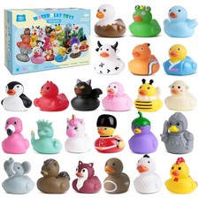Grarain 24 Rubber Ducks Toddler Bath Toys No-Hole Bathtub Toys For Baby Pool