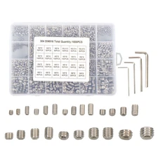 1500Pcs Fully Threaded Hex Socket Set Screw Assortment Kit 304 Stainless Steel