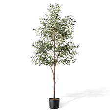 Artificial Olive Tree in Pot, 5.5 FT Tall Faux Olive Tree for Home Indoor Dec...