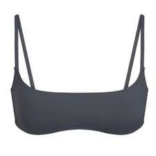 SKIMS  NWT Recycled Swim Micro Scoop Bikini Top, Gunmetal Charcoal Gray, XS