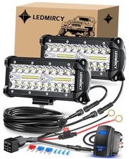 7 Inch LED Light Bar Kit with Rocker Switch Wiring Harness 2PCS LED Pod White
